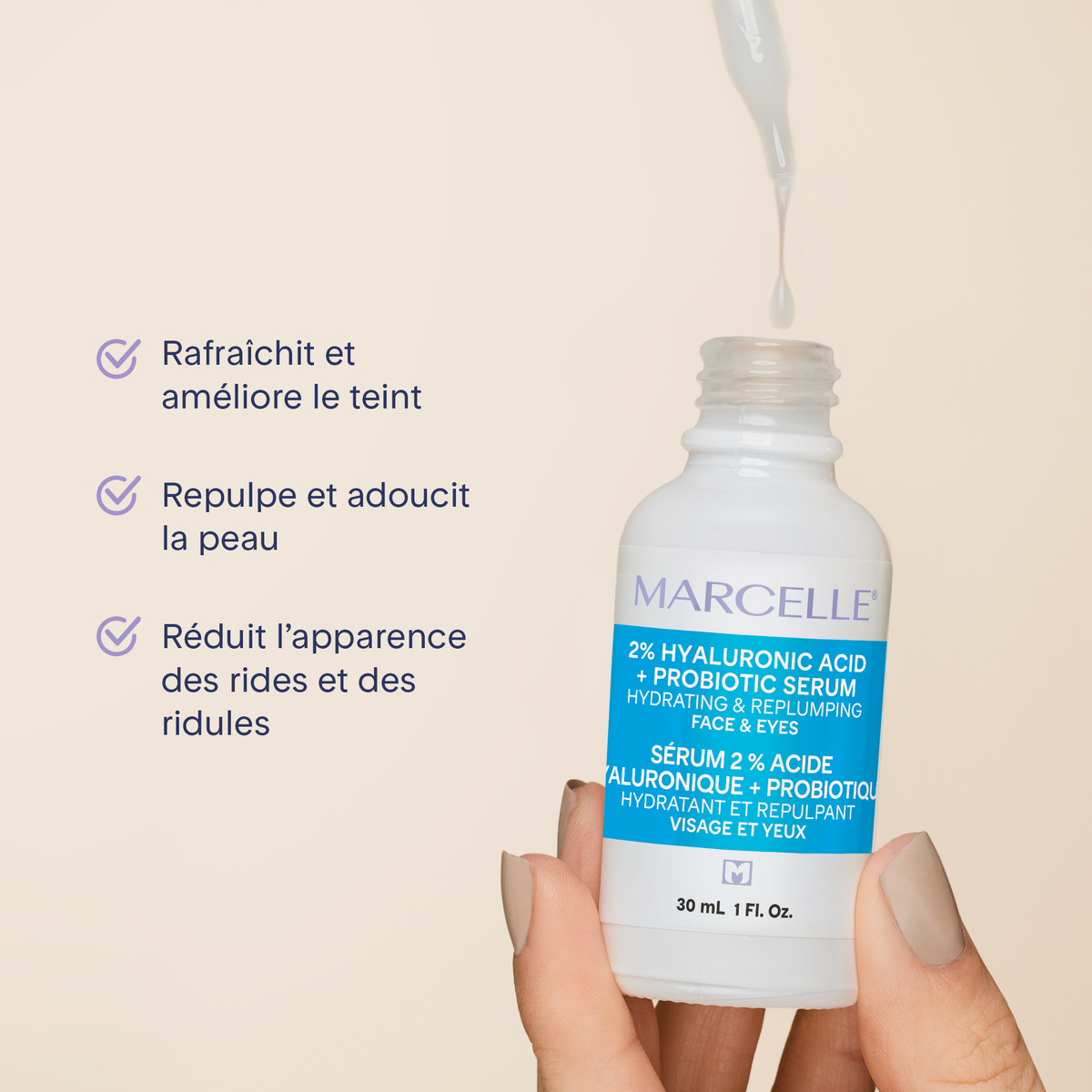 2% Hyaluronic Acid + Probiotic Hydrating Serum 30 ml​ – Marcelle